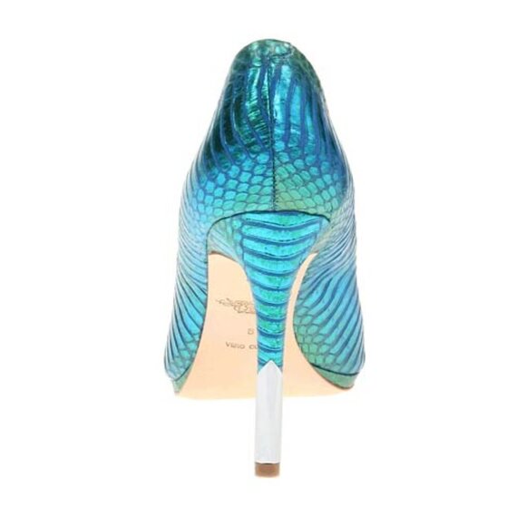 Rachel Roy Penelopey python snakeskin embossed Pump, sz 9.5, iridescent blue - Picture 8 of 11